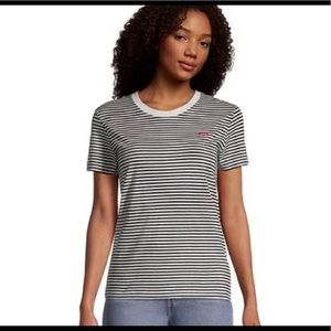 Levi's Tops Levis Perfect Crew Aya Tee Black and White Stripes